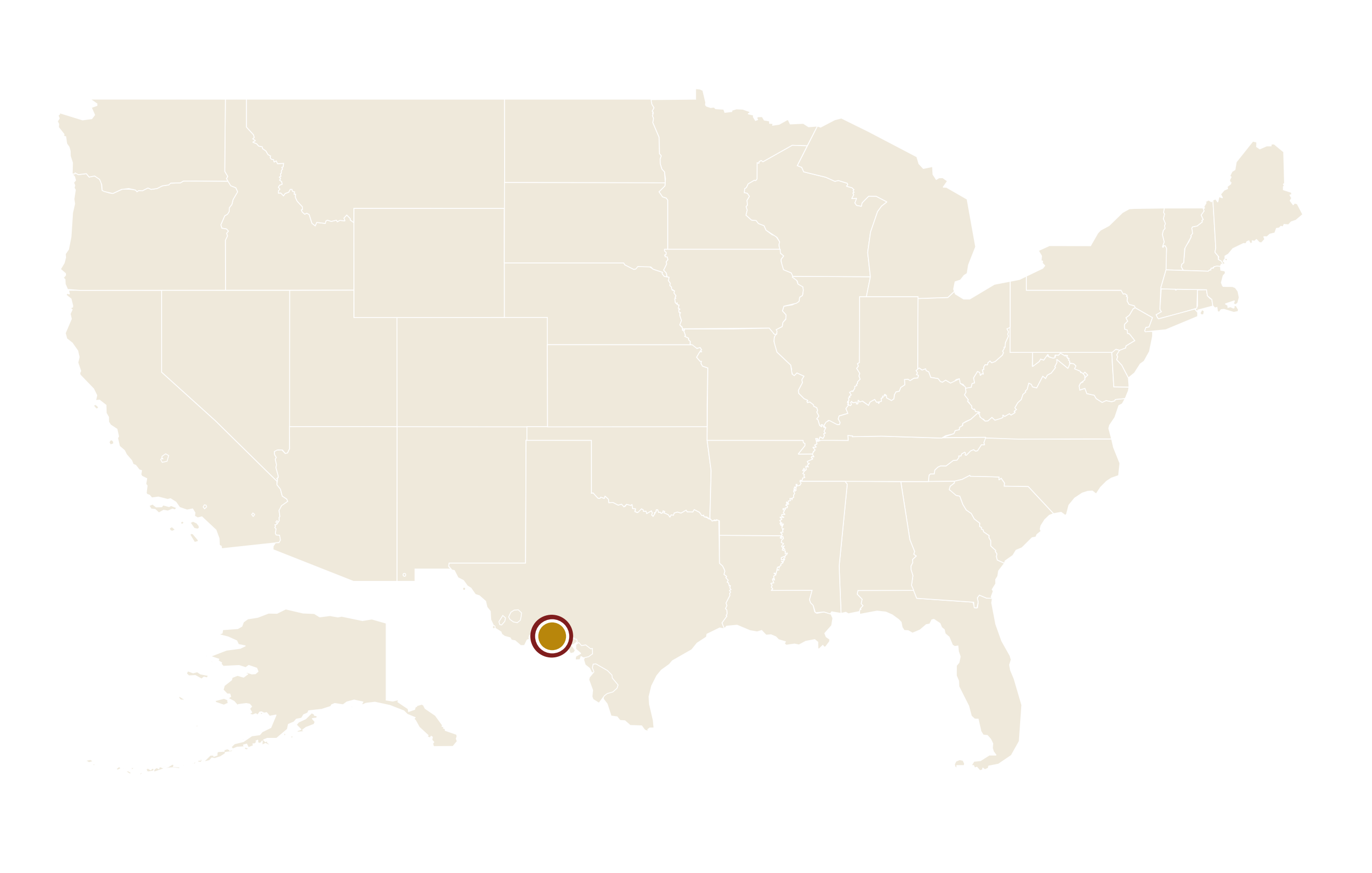 檀香山在美国地图上的位置 · Honolulu highlighted on the U.S. map