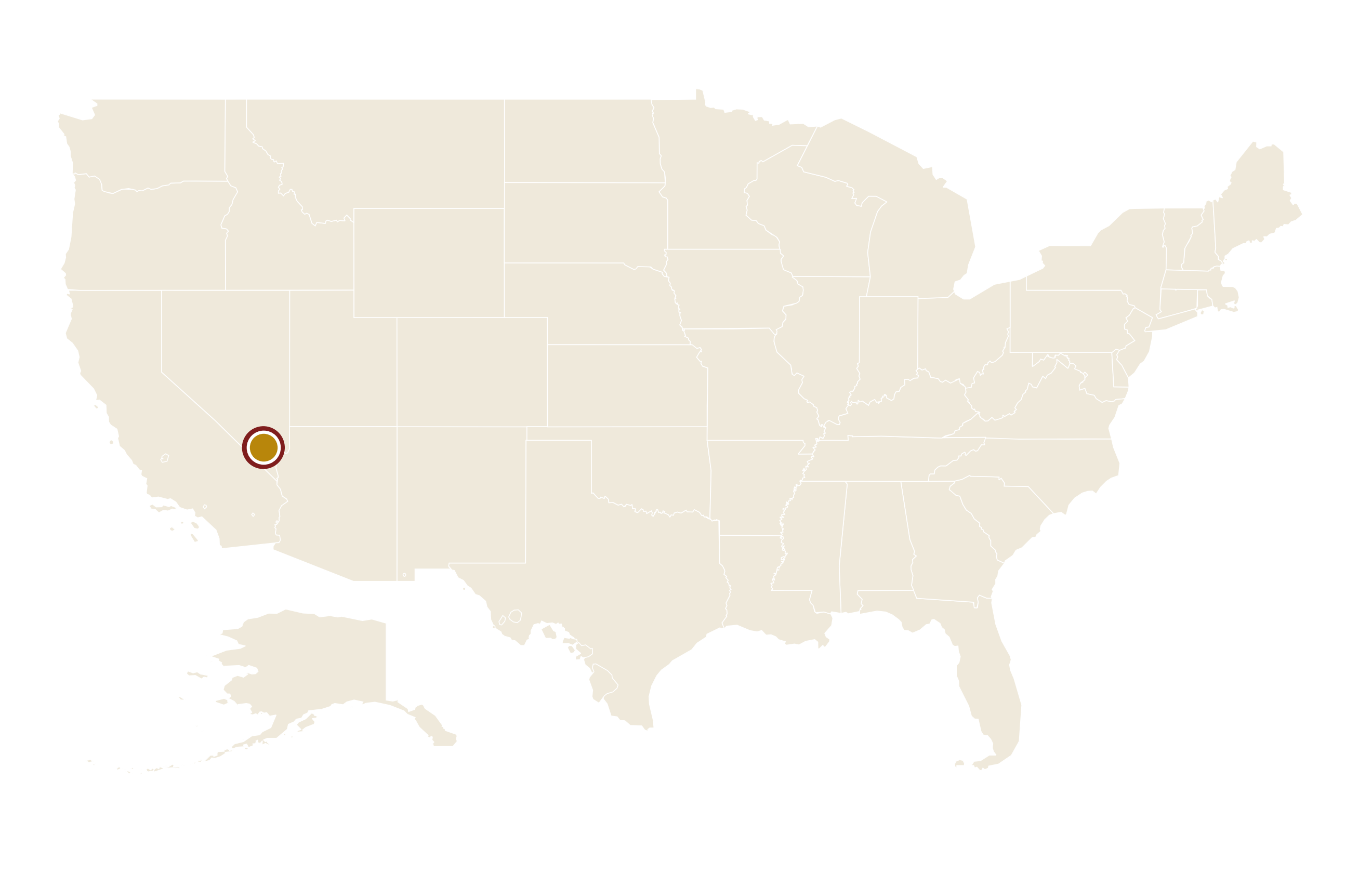 拉斯维加斯在美国地图上的位置 · Las Vegas highlighted on the U.S. map