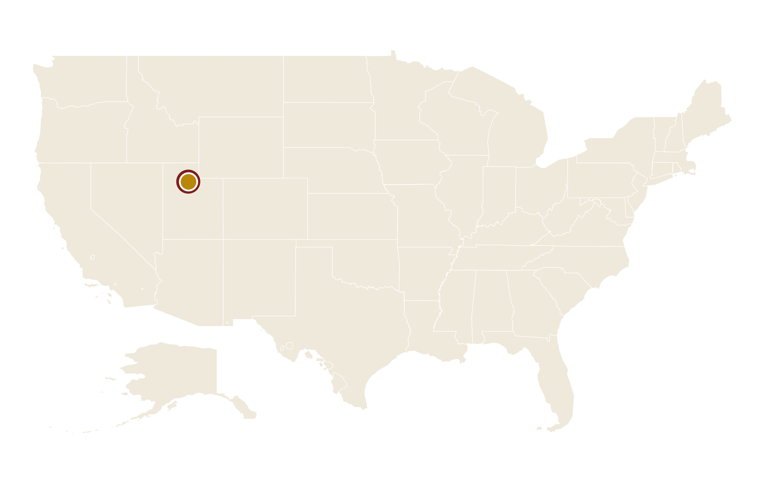 盐湖城在美国地图上的位置 · Salt Lake City highlighted on the U.S. map