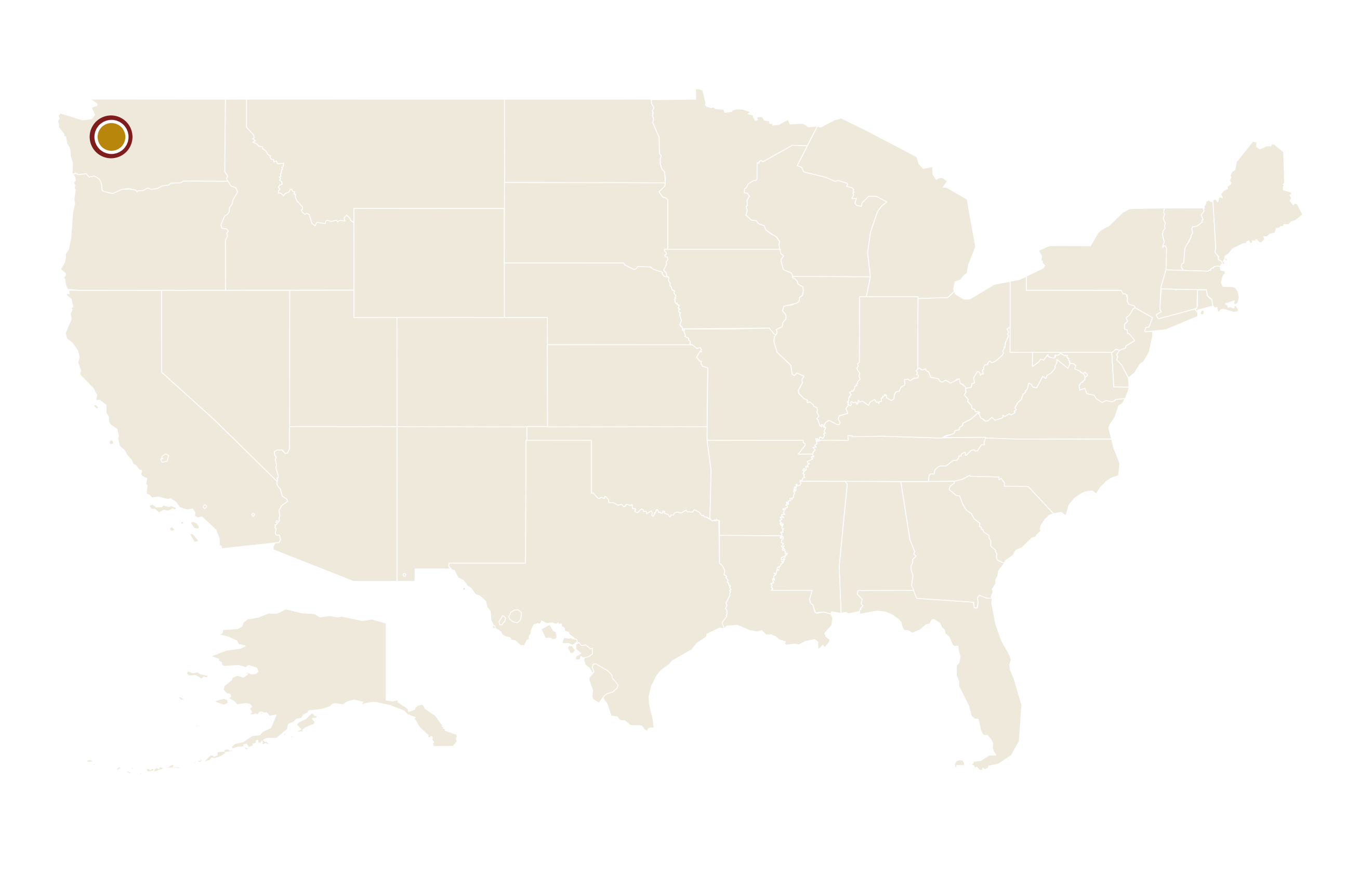西雅图在美国地图上的位置 · Seattle highlighted on the U.S. map