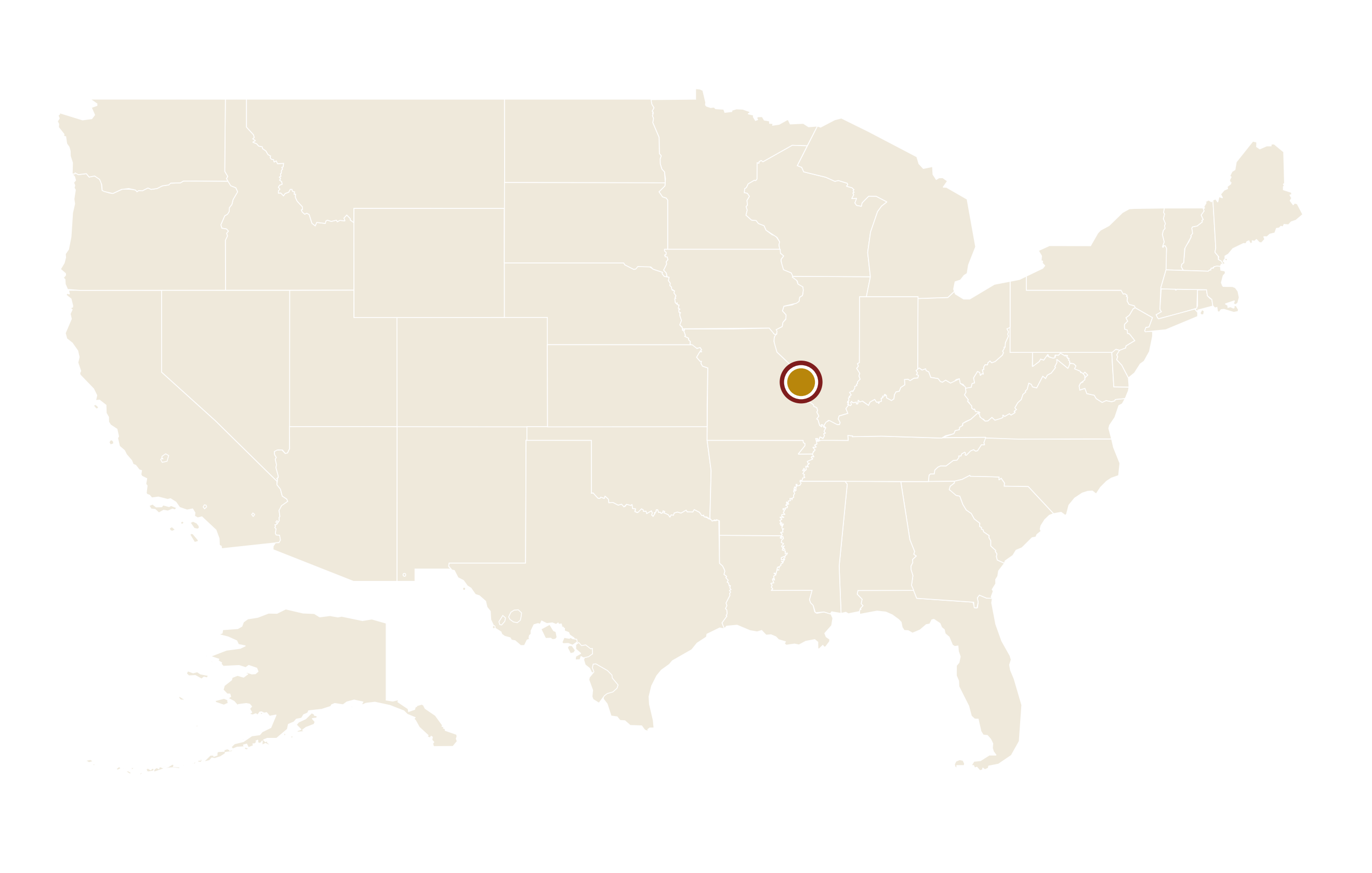 圣路易斯在美国地图上的位置 · St. Louis highlighted on the U.S. map