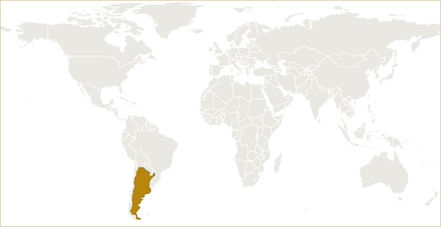 阿根廷在世界地图上的位置 · Argentina highlighted on the world map