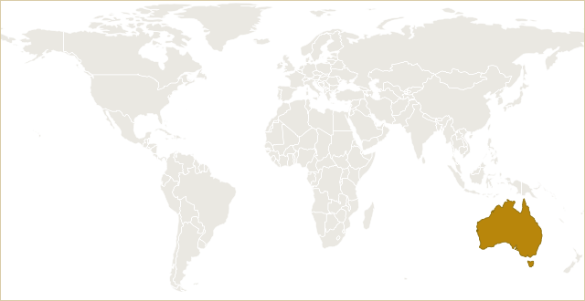 澳大利亚在世界地图上的位置 · Australia highlighted on the world map