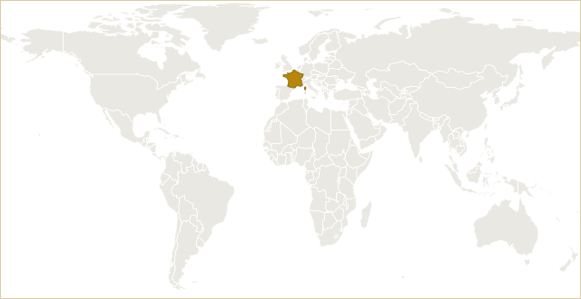 法国在世界地图上的位置 · France highlighted on the world map