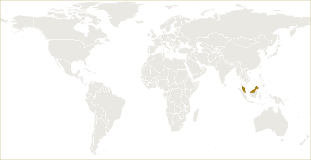 马来西亚在世界地图上的位置 · Malaysia highlighted on the world map