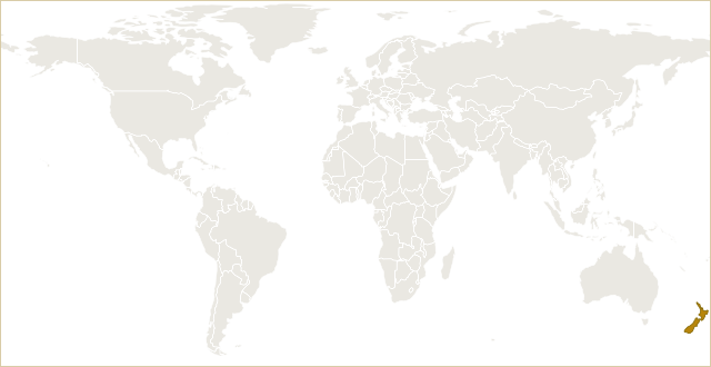 新西兰在世界地图上的位置 · New Zealand highlighted on the world map