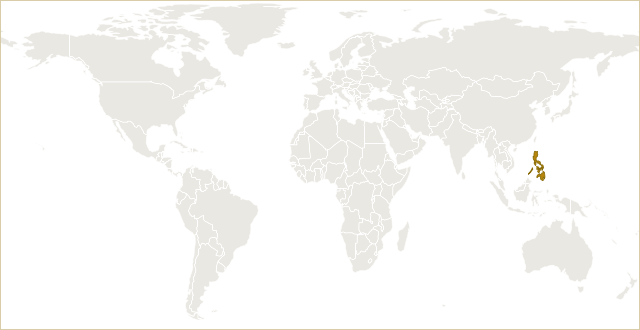 菲律宾在世界地图上的位置 · Philippines highlighted on the world map