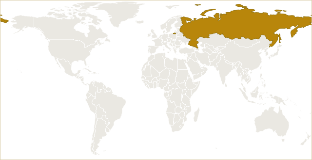 俄罗斯在世界地图上的位置 · Russia highlighted on the world map