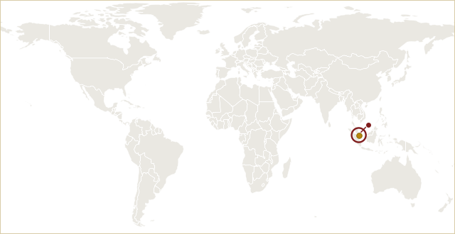 新加坡在世界地图上的位置 · Singapore highlighted on the world map