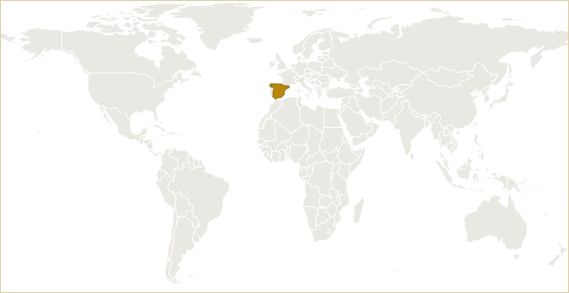 西班牙在世界地图上的位置 · Spain highlighted on the world map