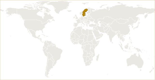 瑞典在世界地图上的位置 · Sweden highlighted on the world map