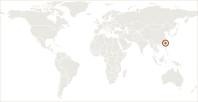 台湾在世界地图上的位置 · Taiwan highlighted on the world map