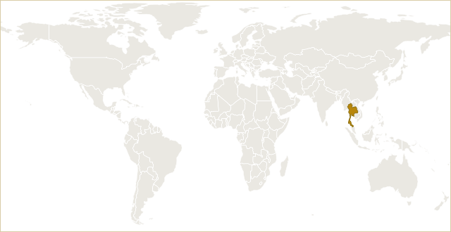 泰国在世界地图上的位置 · Thailand highlighted on the world map