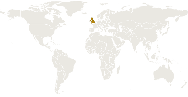 英国在世界地图上的位置 · United Kingdom highlighted on the world map