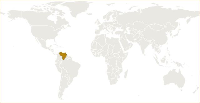 委内瑞拉在世界地图上的位置 · Venezuela highlighted on the world map