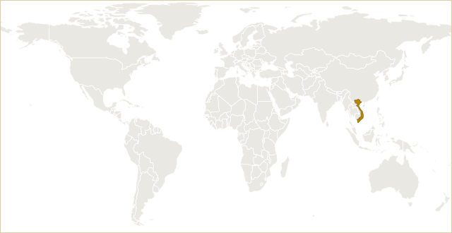 越南在世界地图上的位置 · Vietnam highlighted on the world map
